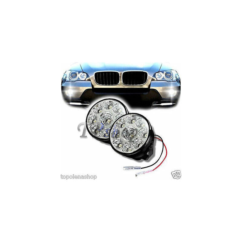 foto del prodotto topolenashop coppia faro fendinebbia faretto 9 led smd auto suv fari faretti luci diurne