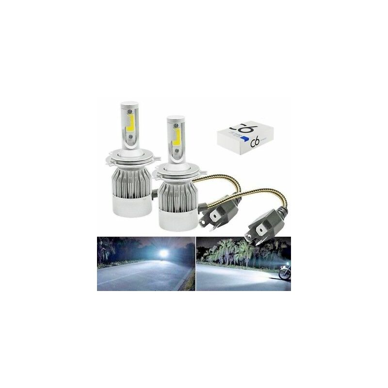 foto del prodotto topolenashop coppia lampade led auto fari h4 moto kit lampadine 36w luce bianca 6000k 3800lm