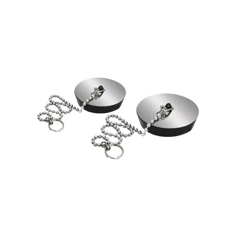 foto del prodotto topolenashop coppia tappi universale lavello cucina bagno 4cm con catena 10394