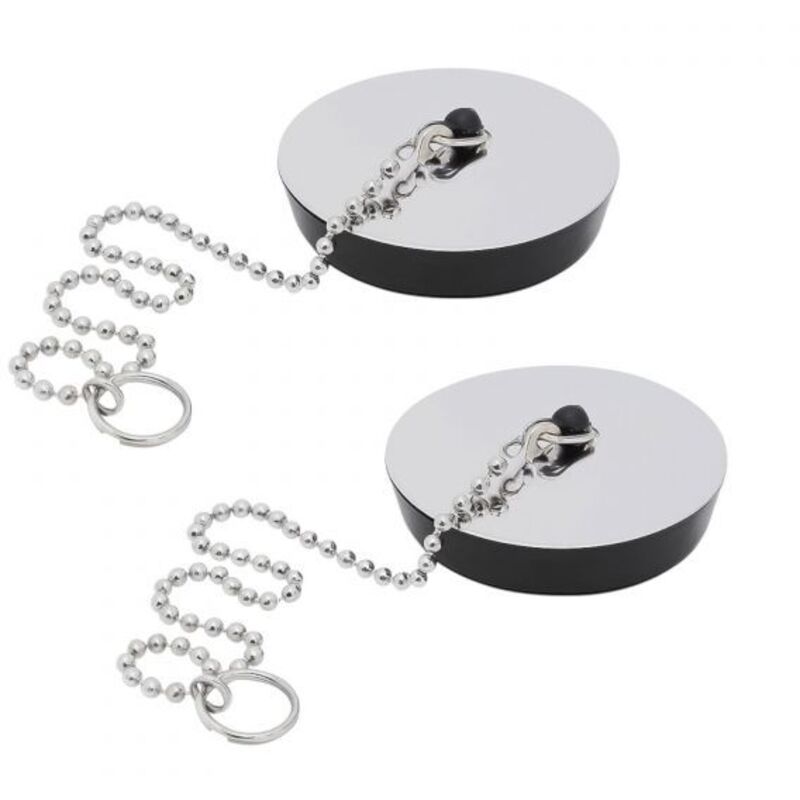 foto del prodotto topolenashop coppia tappi universale lavello cucina bagno 5.5cm con catena 10392