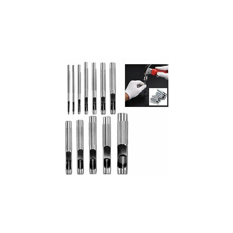 foto del prodotto topolenashop fustelle in acciaio set 12 pz per cuoio lamiere stoffa plastica legno punzoni