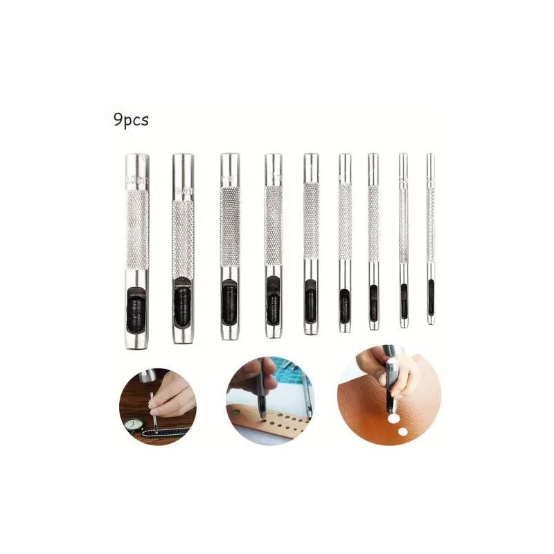 foto del prodotto topolenashop fustelle in acciaio set 9 pz per cuoio lamiere stoffa plastica legno 391109