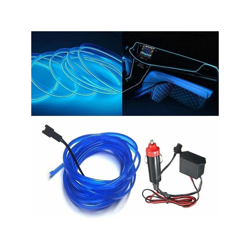 foto del prodotto topolenashop kit luce atmosfera blu striscia filo fibra ottica interni auto 12v 3 mt
