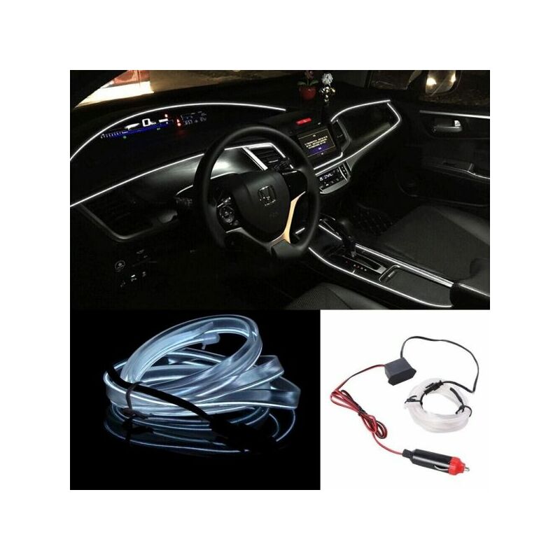 foto del prodotto topolenashop kit luce striscia atmosfera interni auto filo fibra ottica 12v bianco 5mt