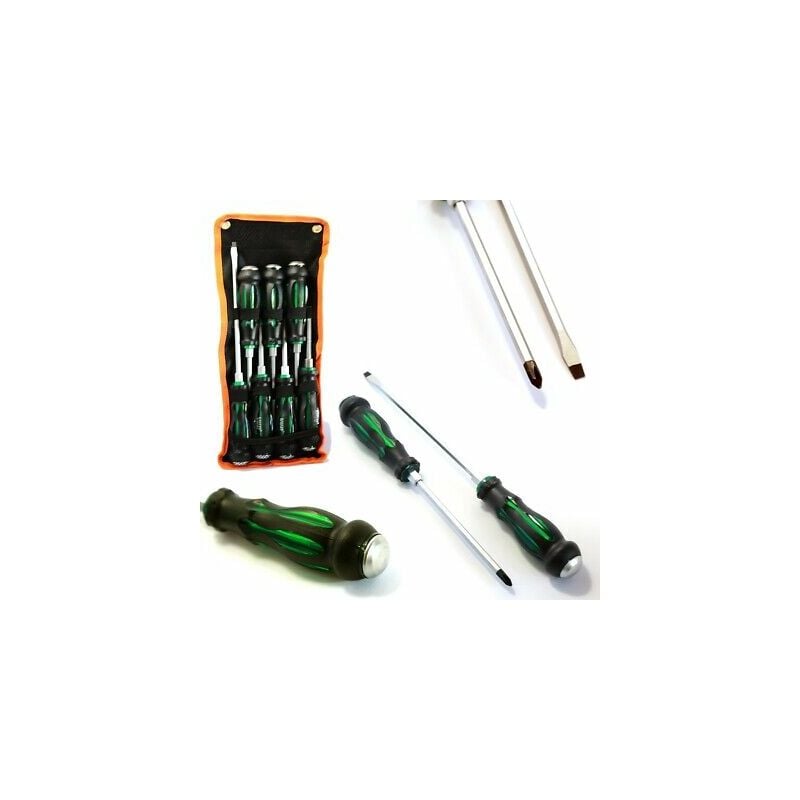 foto del prodotto topolenashop kit set 7 cacciaviti cacciavite impatto a croce e taglio con manico ad impatto
