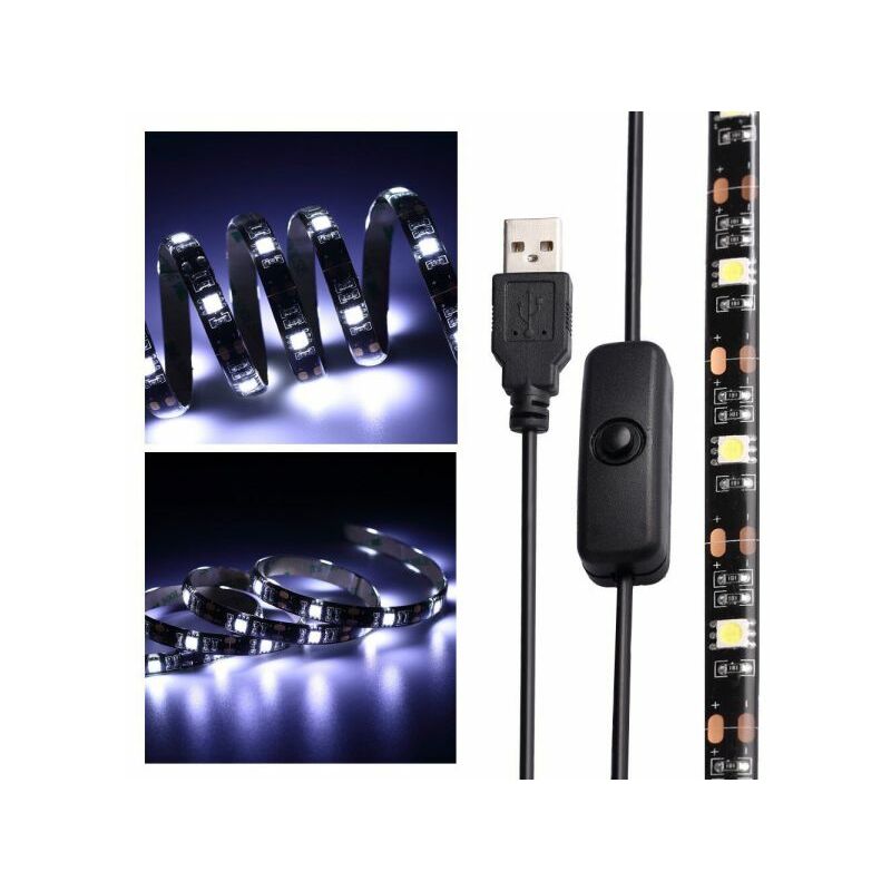 foto del prodotto topolenashop kit tv striscia strip led usb rgb per retroilluminazione 90cm l5 6.48w 5v fredda