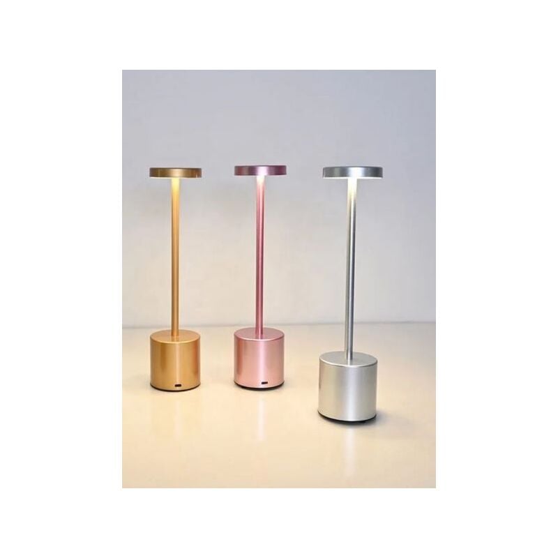 foto del prodotto topolenashop lampada da tavolo a led ricaricabile touch per bar hotel ristorante 1200mah silver