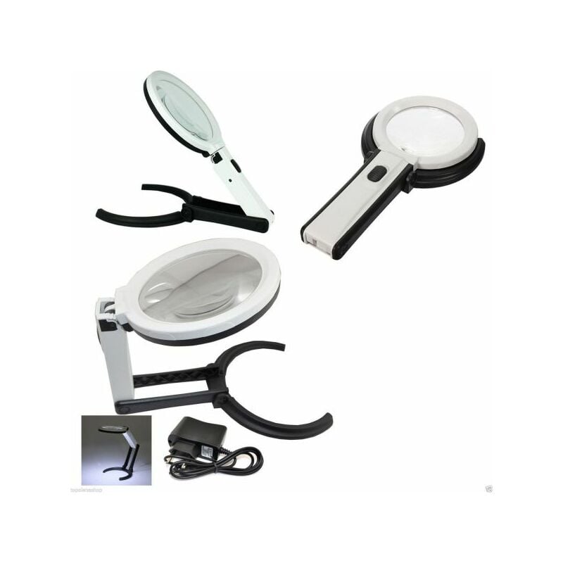 foto del prodotto topolenashop lampada lente di ingrandimento da tavolo con luce 10 led portatile 120 mm a 28mm