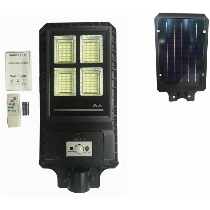 foto del prodotto topolenashop lampione stradale con telecomando led 60 w pannello solare fotovoltaico 280 led