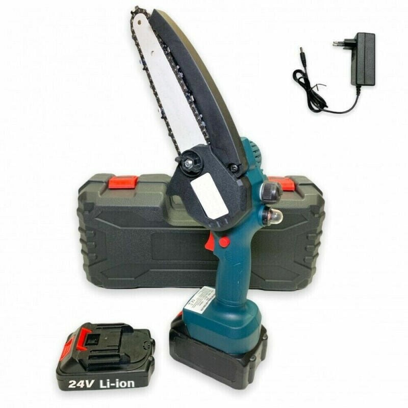 foto del prodotto topolenashop mini elettrosega doppia batteria 24v 2ah motosega elettrica 6 art. 7321