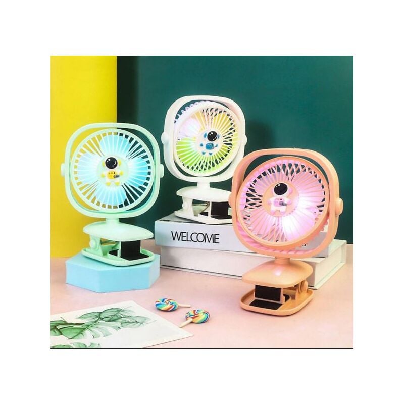 foto del prodotto topolenashop mini ventilatore da tavolo con clip ricaricabile tramite usb luce rgb bjj848 2