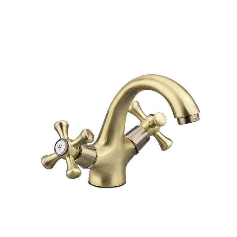 foto del prodotto topolenashop miscelatore rubinetto lavabo bagno stile retro vintage bronzo piletta romo 59464