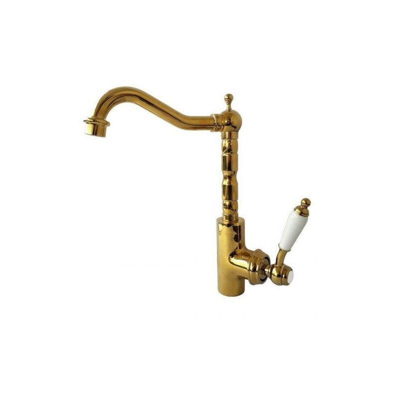 foto del prodotto topolenashop miscelatore rubinetto lavabo cucina ottone effetto oro antico vintage 59463