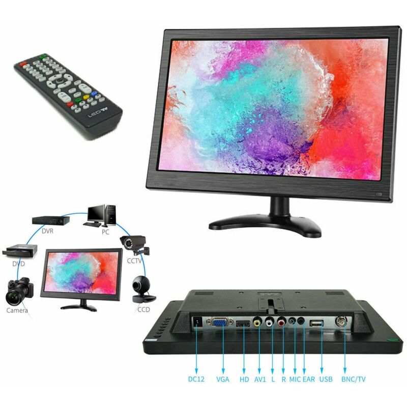 foto del prodotto topolenashop monitor hdmi vga schermo lcd tft 13.3 pollici 1080p altoparlante bnc usb rca