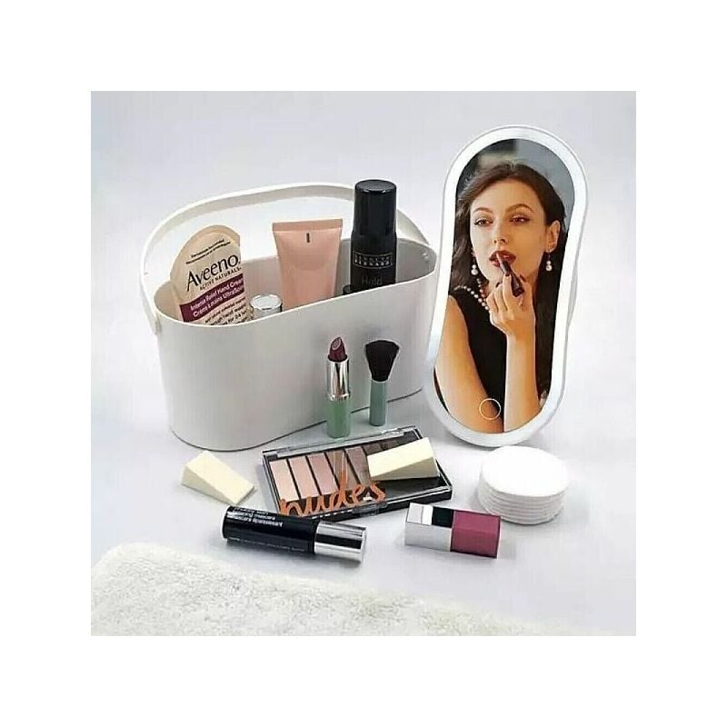 foto del prodotto topolenashop organizer specchio box porta trucco portagioie espositore cosmetici jk 21194