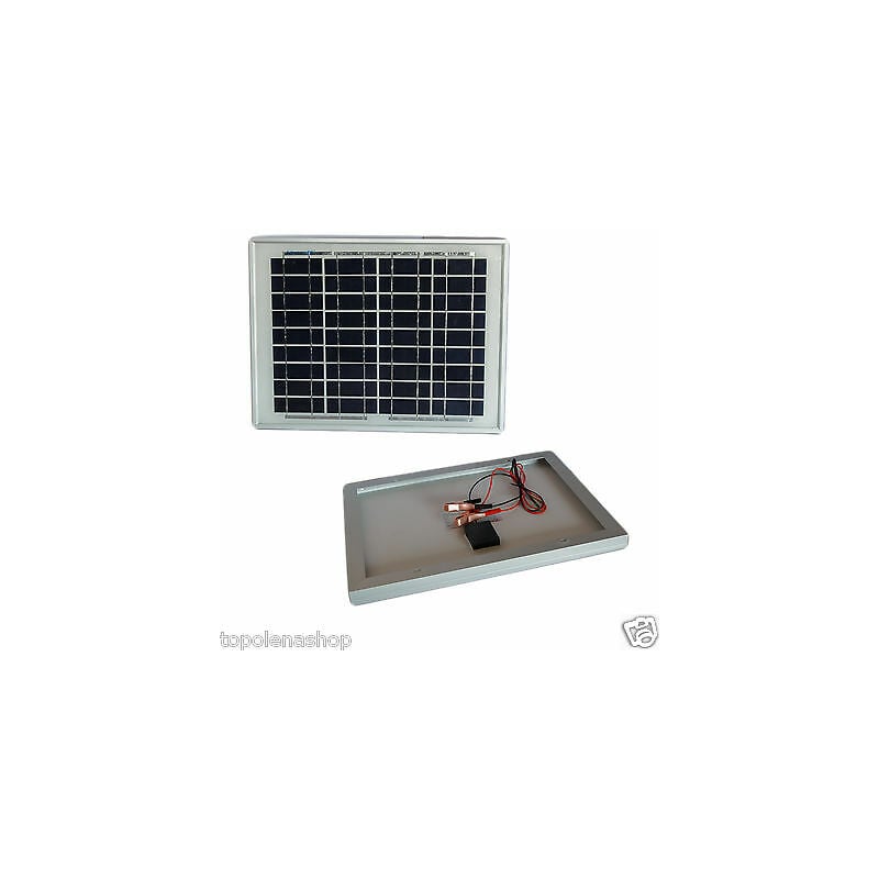foto del prodotto topolenashop pannello solare modulo fotovoltaico 10w 10watt 12v celle silicio pinze batteria