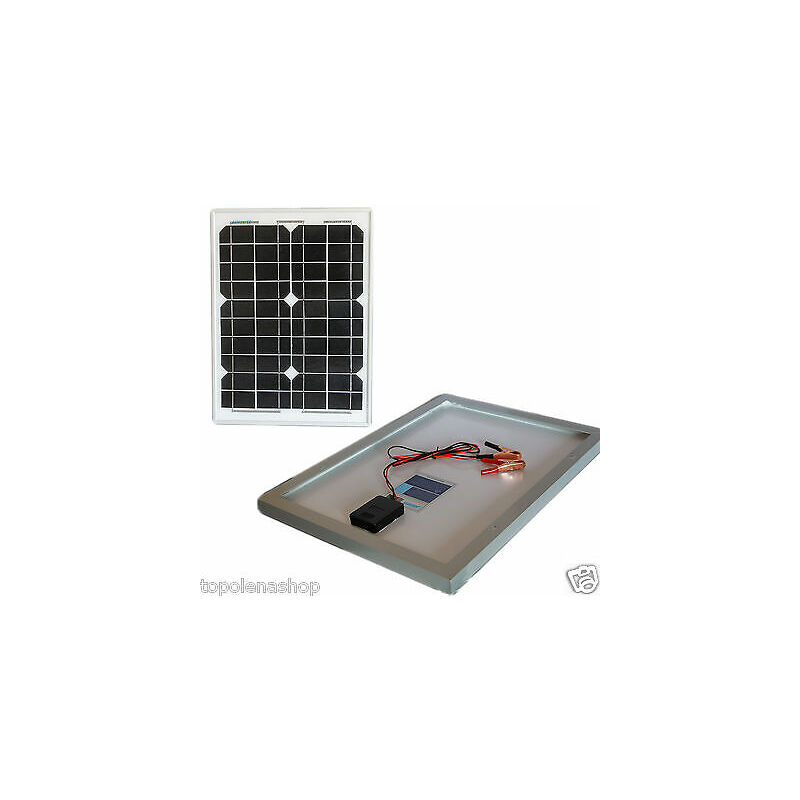 foto del prodotto topolenashop pannello solare modulo fotovoltaico 30w 30watt 12v celle silicio pinze batteria