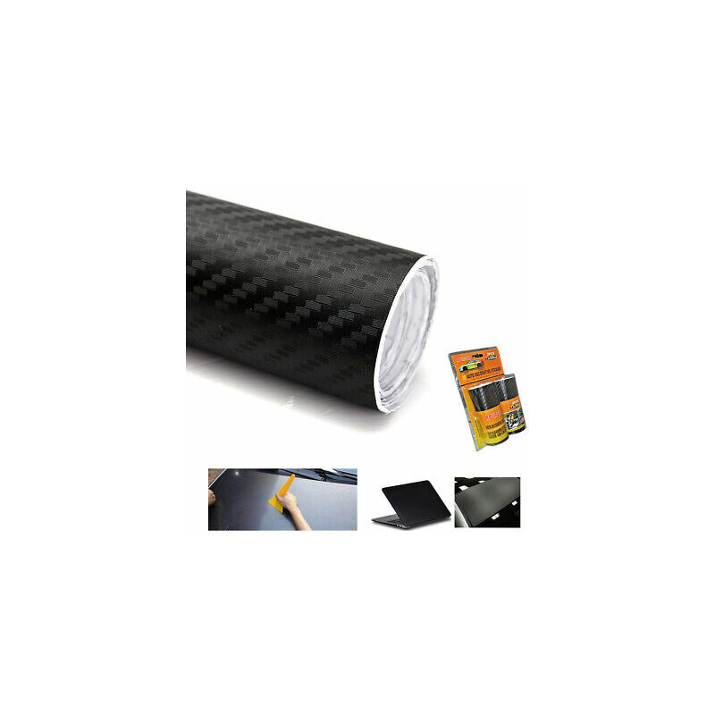 foto del prodotto topolenashop pellicola adesiva in carbonio 3d coppia rotoli 13x500 auto moto adesiva wrapping