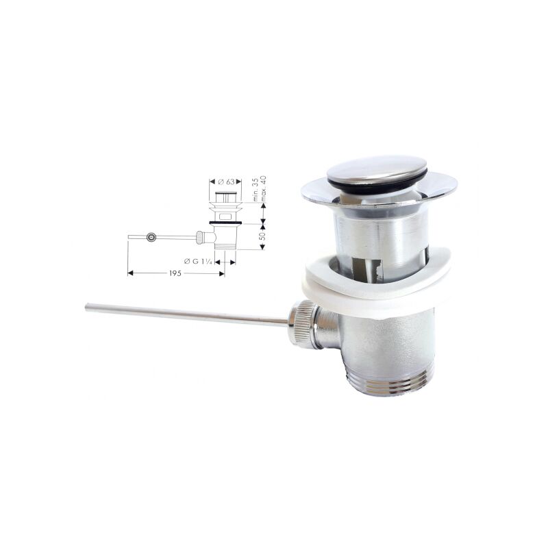 foto del prodotto topolenashop piletta scarico a saltarello con aste e tappo per lavabo bidet 1 1 4 art.52360