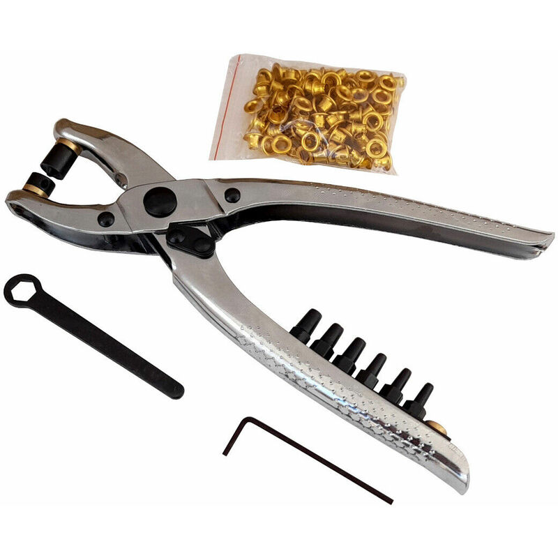 foto del prodotto topolenashop pinza 2 in 1 100 occhielli occhiellatrice fustellatrice x forare cuoio pelle