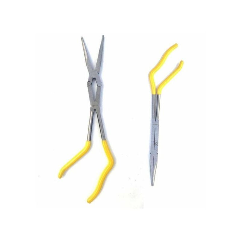 foto del prodotto topolenashop pinza extra lunga 340mm becchi lunghi curva a doppio snodo per valvole molle