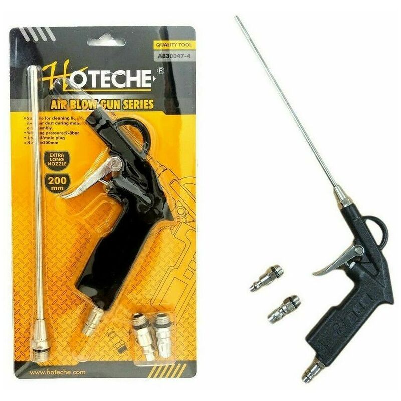 foto del prodotto topolenashop pistola per compressore soffiaggio aria con accessori beccuccio lungo 200mm