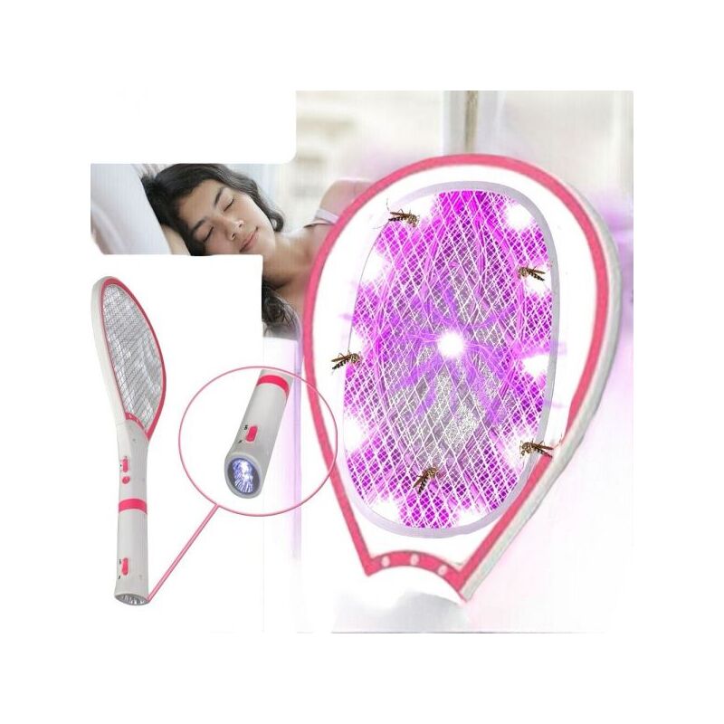 foto del prodotto topolenashop racchetta elettrica rotonda per zanzare ricaricabile con torcia art.59835