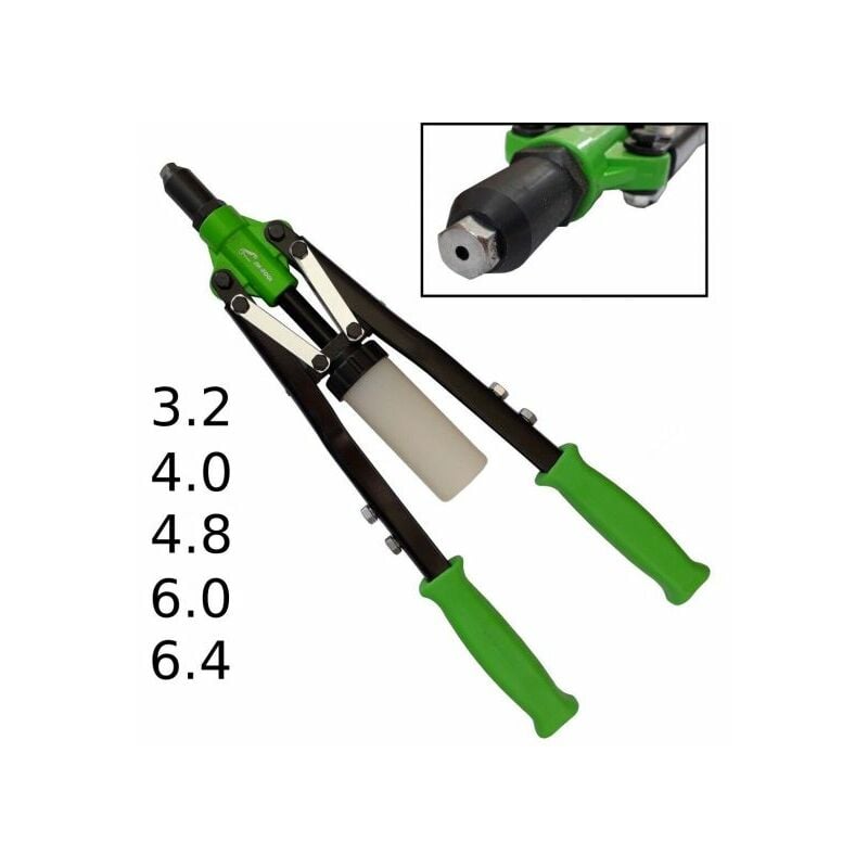 foto del prodotto topolenashop rivettatrice manuale 450mm 5 testine per rivetti da 3.2 4.0 4.8 6.0 6.4 jm 2001