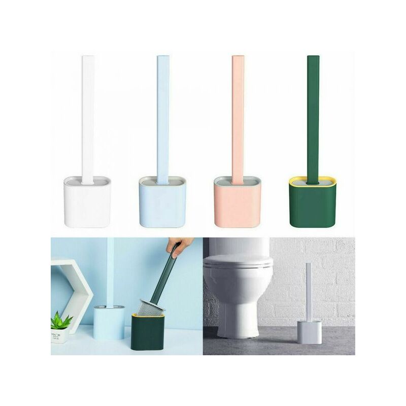 foto del prodotto topolenashop scopino per wc bagno spazzola per pulizia in silicone con portascopino da muro