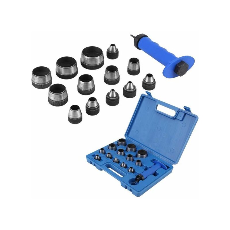 foto del prodotto topolenashop set 13 pezzi punzoni stampini fustelle per cuoio pelle plastica da 5 35 mm