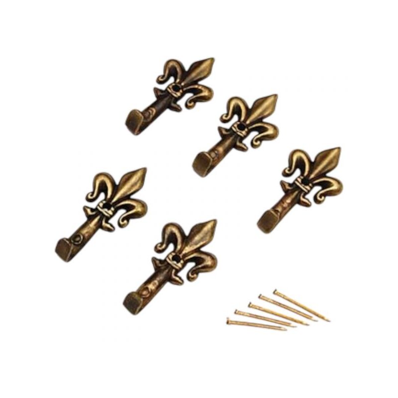 foto del prodotto topolenashop set 15 ganci bronzo per quadro forma giglio chiodi da 17mm ganci da 4,5cm 66884
