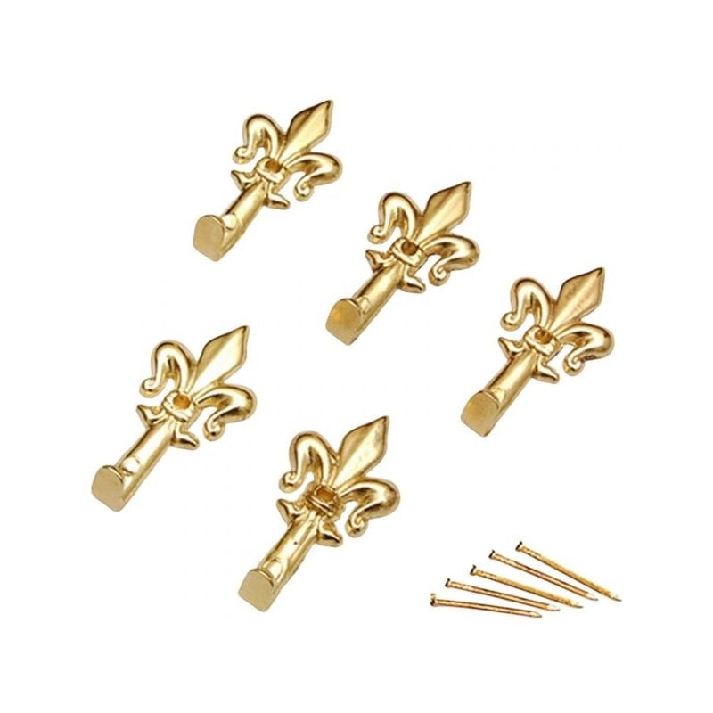 foto del prodotto topolenashop set 15 ganci oro per quadro forma giglio chiodi da 17mm ganci da 3cm 68241