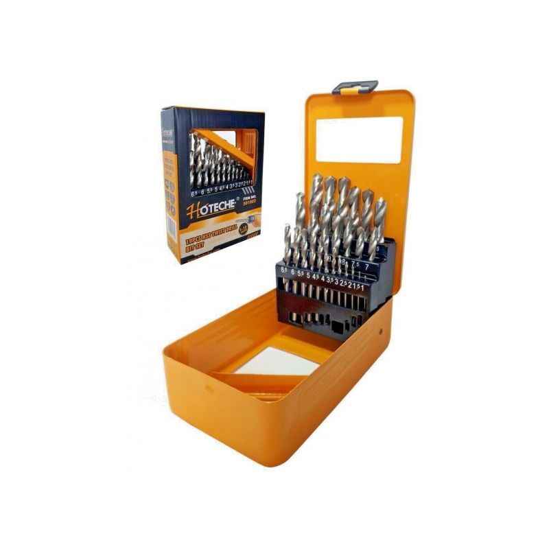 foto del prodotto topolenashop set 19 punte per trapano hss elicoidali ferro misure da 1 a 10mm art. 501002