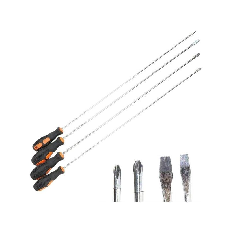 foto del prodotto topolenashop set 4 cacciaviti giravite extra lunghi 600mm chrome vanadium 2 a croce 2 spacco