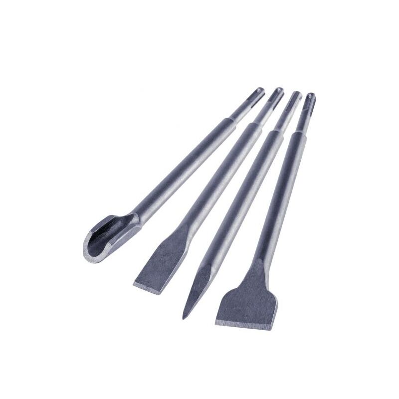 foto del prodotto topolenashop set 4 scalpelli sds plus 2 spatola 1 a punta 1 forma di u martello demolitore