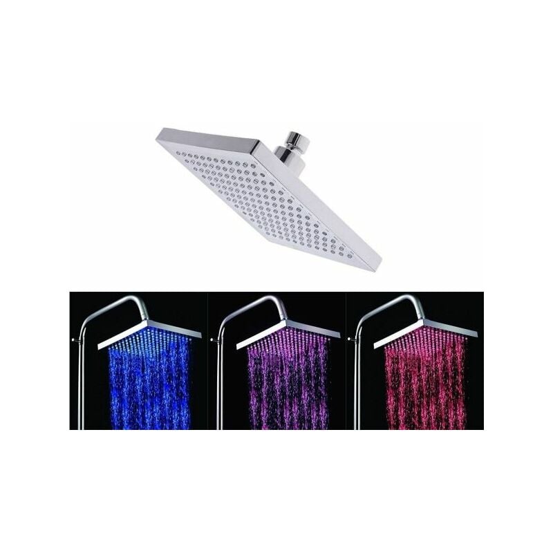foto del prodotto topolenashop soffione doccia 20 x 20cm a cascata effetto pioggia illuminazione 7 colori 79907