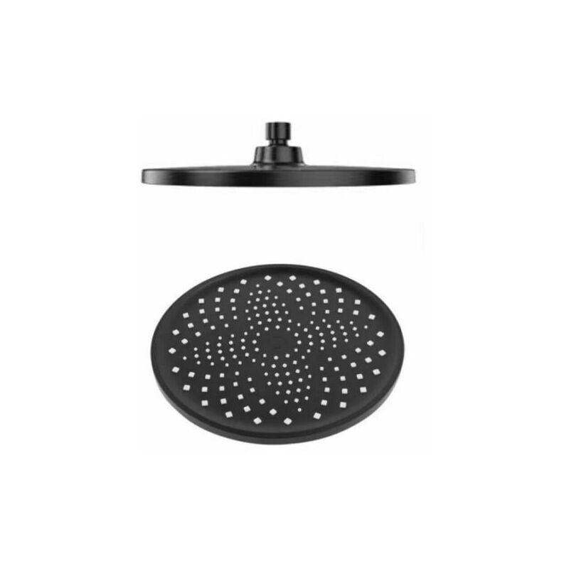 foto del prodotto topolenashop soffione doccia tondo miscelatore effetto pioggia 22,5 x 22,5 nero opaco 87131