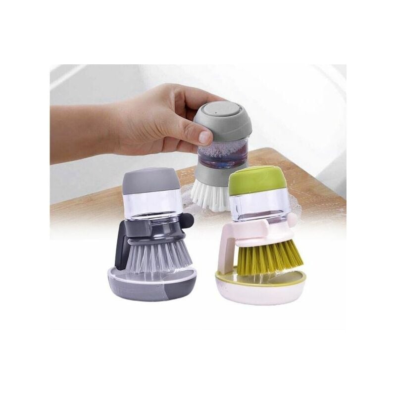 foto del prodotto topolenashop spazzola lava piatti pentole stoviglie con dispenser di detersivo sapone