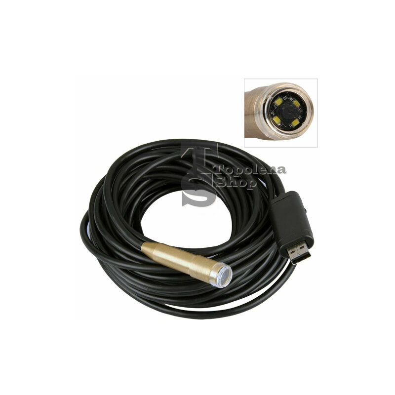 foto del prodotto topolenashop telecamera endoscopica 5 mt 4 led cavo sonda flessibile usb 5 metri ispezione