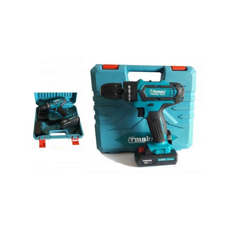 foto del prodotto topolenashop trapano avvitatore a batteria litio a percussione 26v doppia batteria valigia