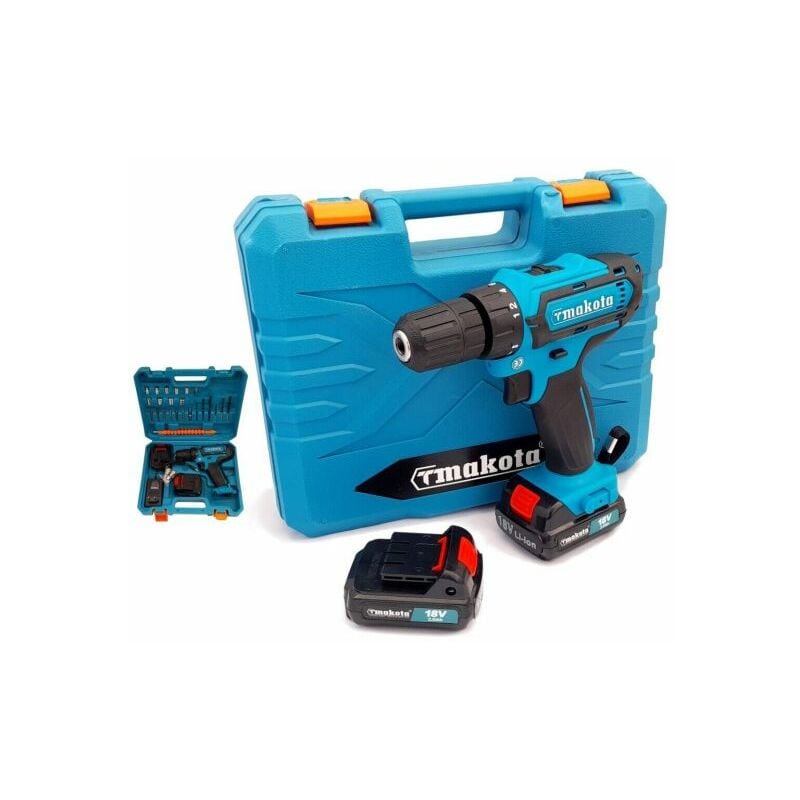 foto del prodotto topolenashop trapano avvitatore a doppia batteria litio 18v 2ah valigia e 24 accessori tm331d