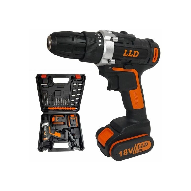 foto del prodotto topolenashop trapano avvitatore doppia batteria a litio 18v valigetta e 24 accessori lld n