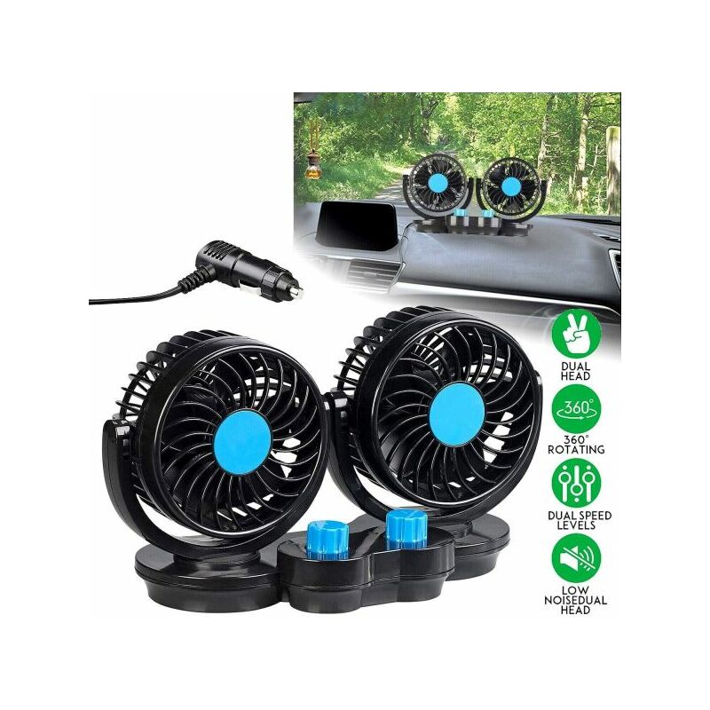 foto del prodotto topolenashop ventilatore portatile da viaggio per auto camper camion 12 volt 2 ventole t 517