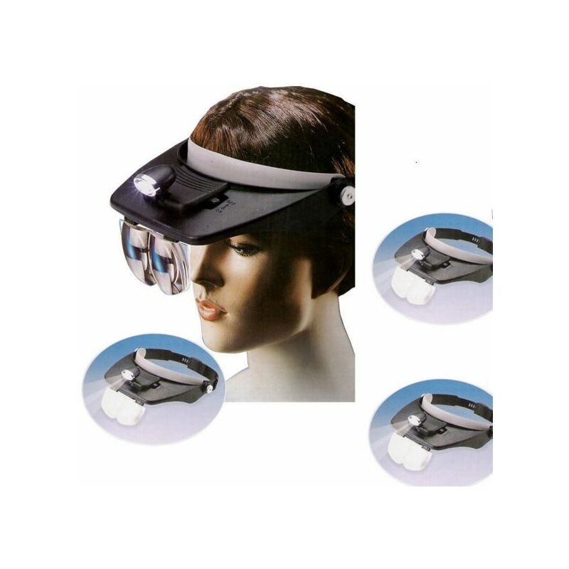 foto del prodotto topolenashop visiera occhiali lente lenti ingrandimento con led torcia testa frontale