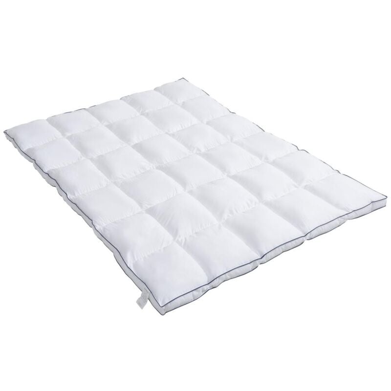 foto del prodotto topper antiacaro 2pz 160x200cm satin 120 fili cm2 imbot. 1000 g m2 bianco profilo blu prestigia di palacio