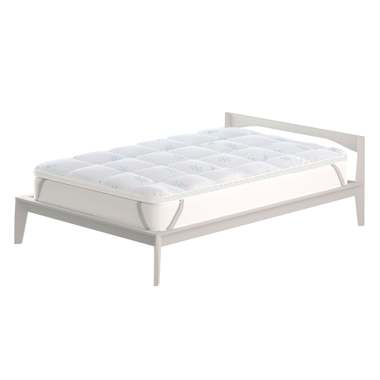 foto del prodotto topper double face 1 piazza e mezzo trapuntato 300 gr mq con elastici ice refrigerante bianco