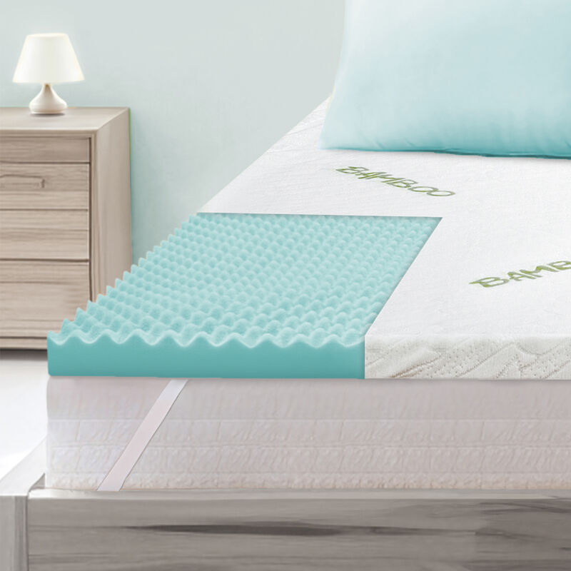 foto del prodotto topper letto matrimoniale 160x190 correttore materasso foam traspirante spessore 5,5 cm, fodera in fibra di bamboo sfoderabile, 100 made in italy,
