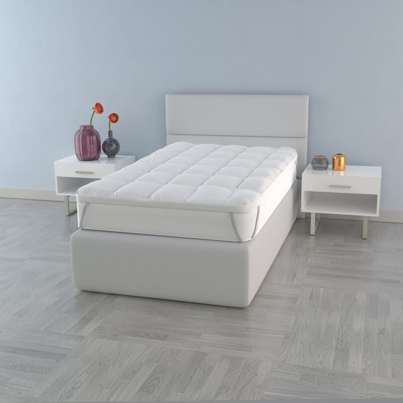foto del prodotto topper plus trapuntato con elastici, bianco, singolo 80x195 cm