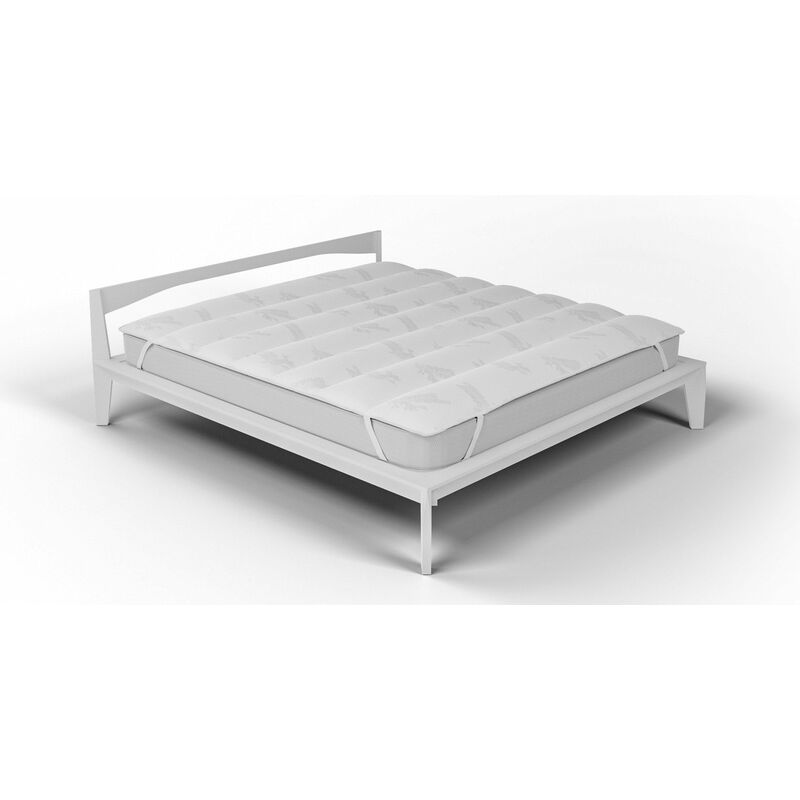 foto del prodotto topper trapuntato imbottito matrimoniale con elastici bamboo bianco