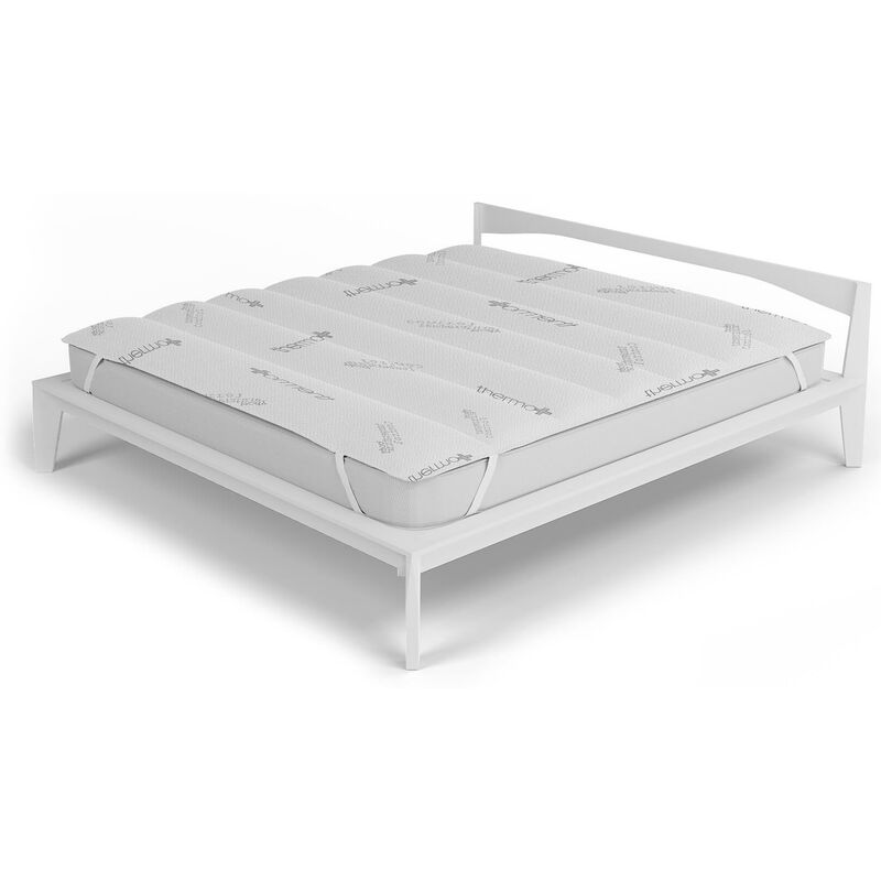 foto del prodotto topper trapuntato imbottito singolo con elastici bianco